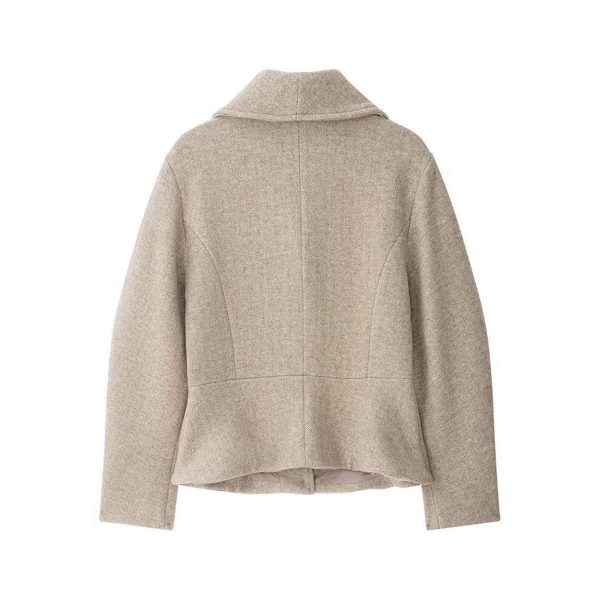 Béatrice Herringbone Shawl-Collar Peplum Jacket