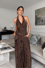 Vesper Sequin Halter Set in brown