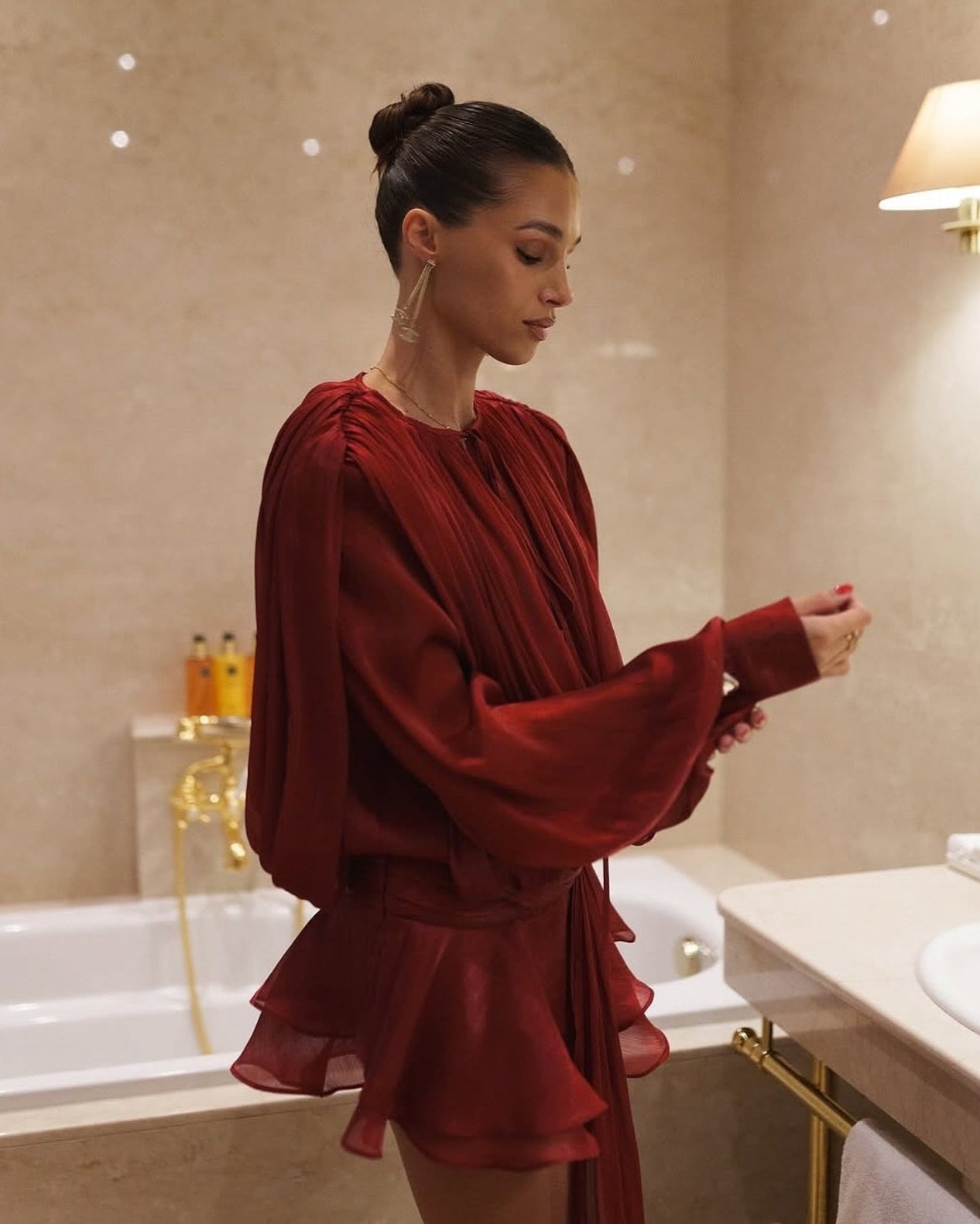 Rosella Pleated Ruffled Mini Dress