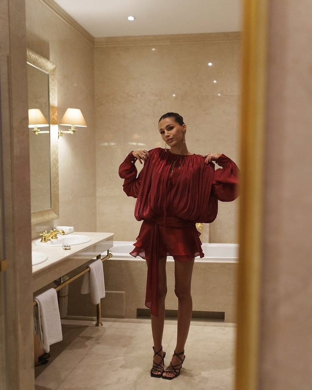 Rosella Pleated Ruffled Mini Dress