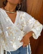 Mach & Aliza Sequin Kimono Top