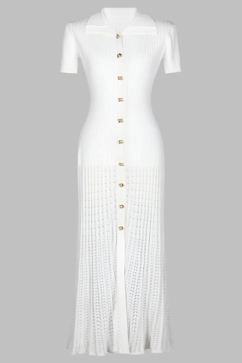 Riviera Ribbed Knit Polo Maxi Dress