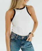 La Riviera Tanktop mit Kontrastbesatz