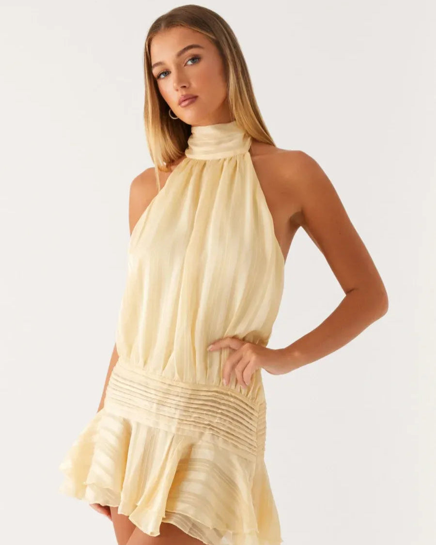 Rosella Pleated Halterneck Dress