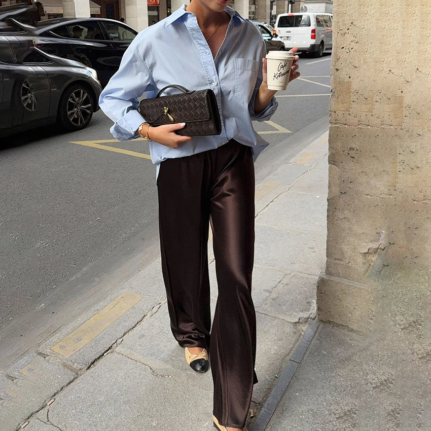 Diana Tricot Satin Wide Leg Pants