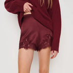 Kendall Lace Trim Satin Shorts