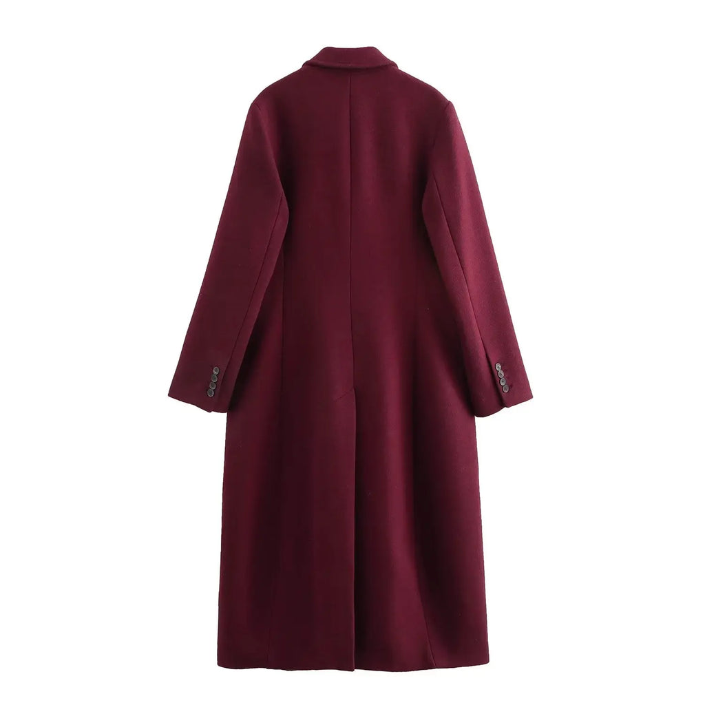 Diana Tricot Double Breasted Coat in Burgundy