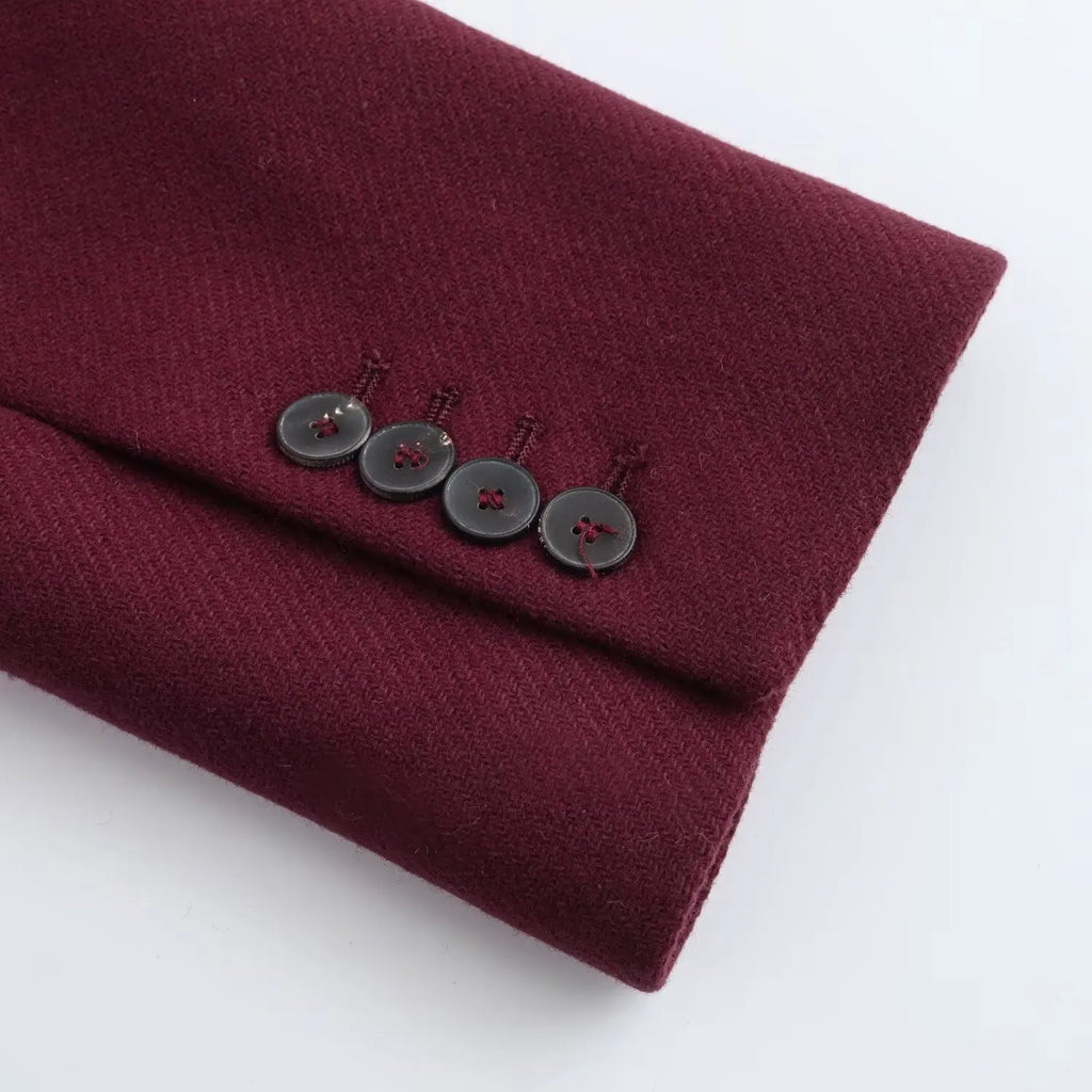 Diana Tricot Double Breasted Coat in Burgundy