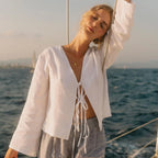 Sicily Front-Tie Linen Top