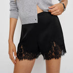 Kendall Lace Trim Satin Shorts