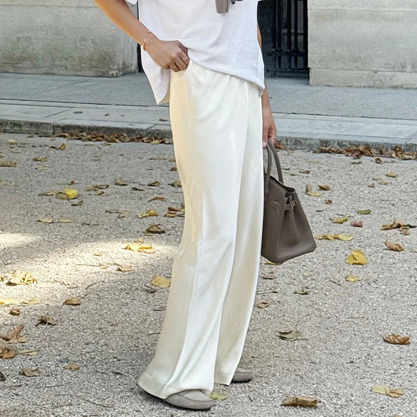 Diana Tricot Satin Flare Leg Pants