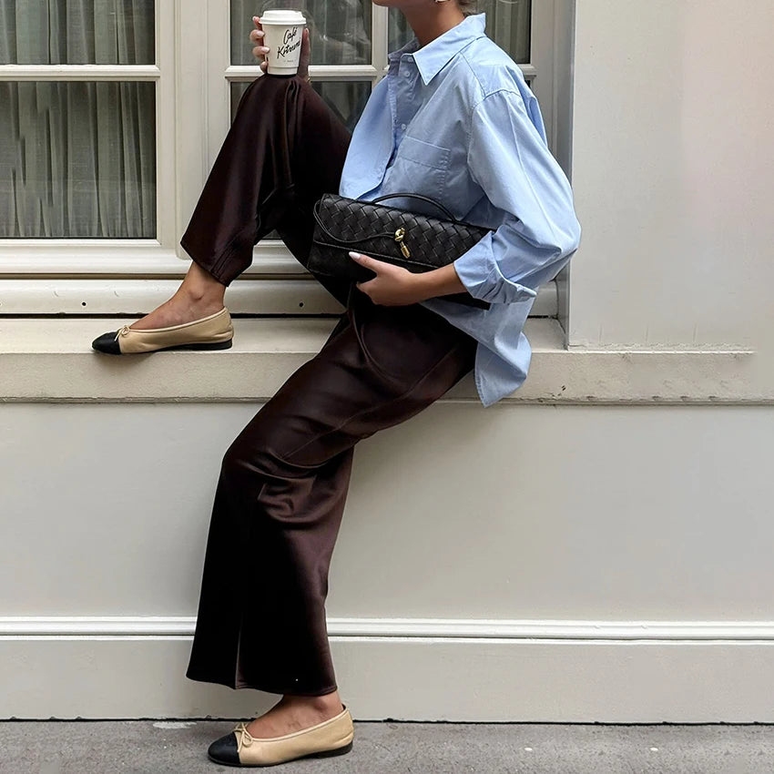 Diana Tricot Satin Wide Leg Pants
