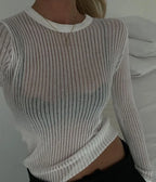 Kendall Ribbed Sheer Top