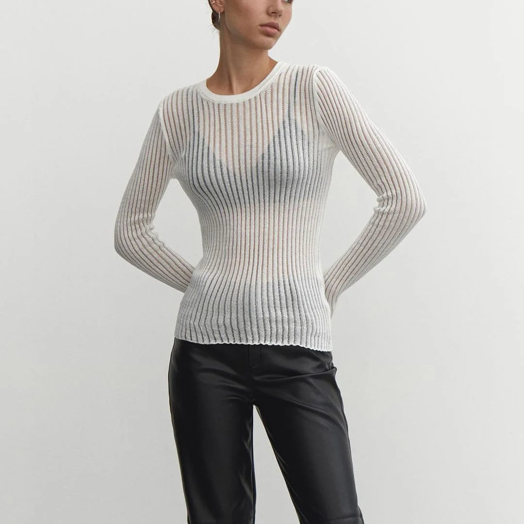 Kendall Ribbed Sheer Top