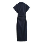 Diana Tricot Snatched Waist Denim Midi Dress