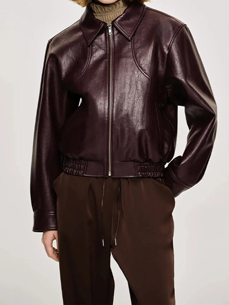 Milena Wiess Burgundy Leather Jacket