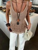 Marlowe Bohemia Tassel Knit Vest Top