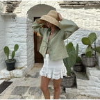 Sicily Front-Tie Linen Top