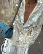 Mach & Aliza Sequin Kimono Top