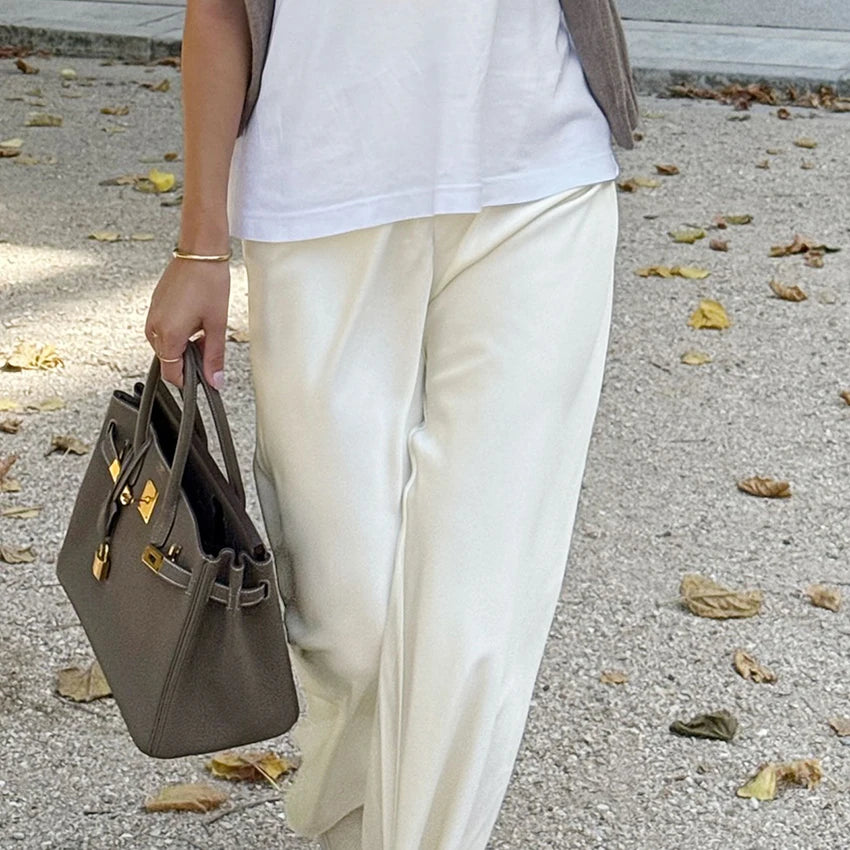 Diana Tricot Satin Wide Leg Pants