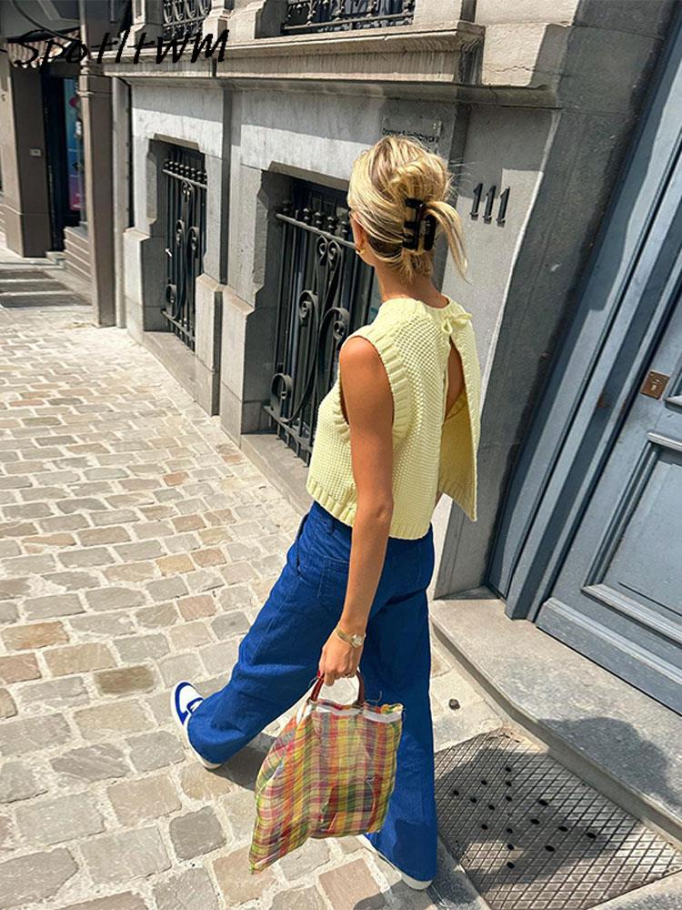 Butter Yellow Open-Back Knit Vest