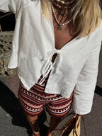 Sicily Front-Tie Linen Top