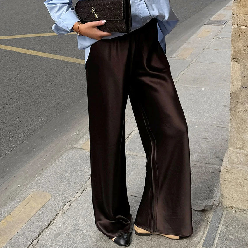 Diana Tricot Satin Wide Leg Pants