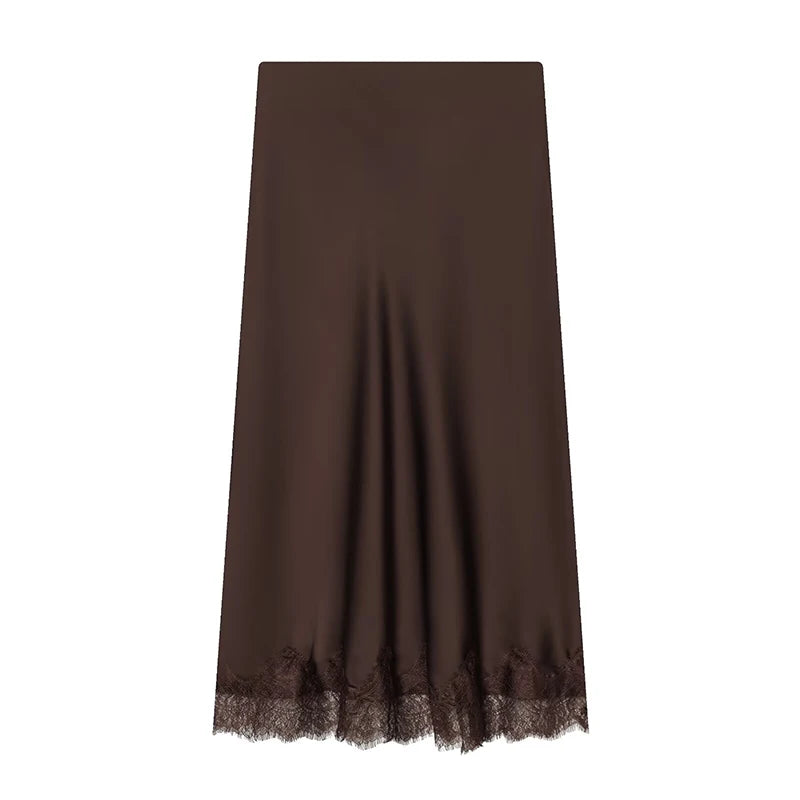 Dina Tricot Lace Trim Midi Skirt