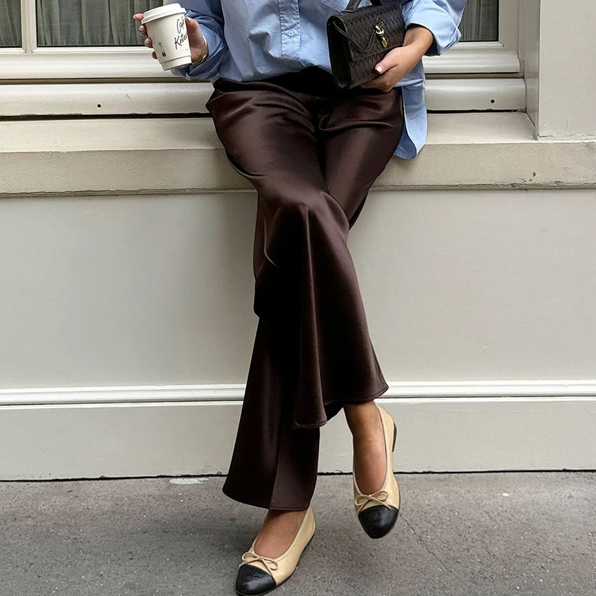 Diana Tricot Satin Wide Leg Pants