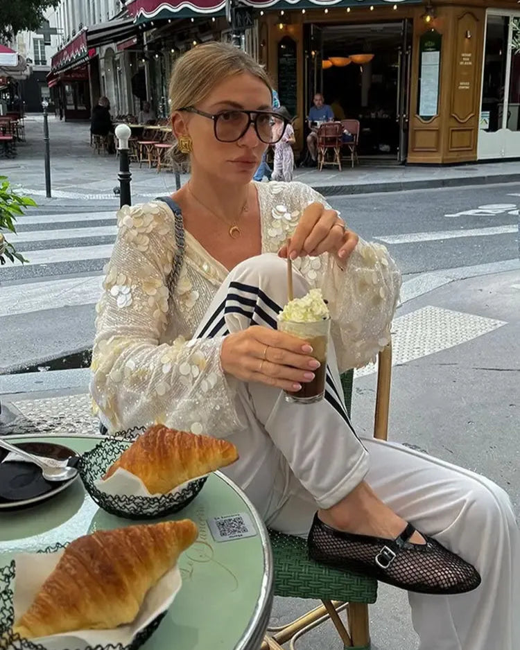 Mach & Aliza Sequin Kimono Top