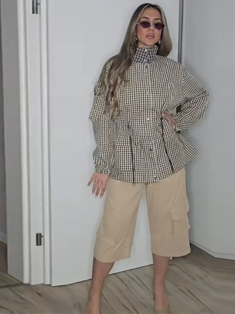 Vintage Century Plaid Drawstring Jacket