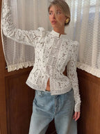 Vintage Century Mandarin Floral Lace Blouse