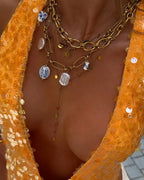 Mach & Aliza Sequin Halter Top