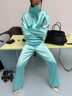 Kendall Satin Zip Co-Ord Set styled