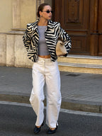 Kendall Zebra Print Cropped Blazer full look