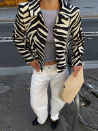 Kendall Zebra Print Cropped Blazer detail