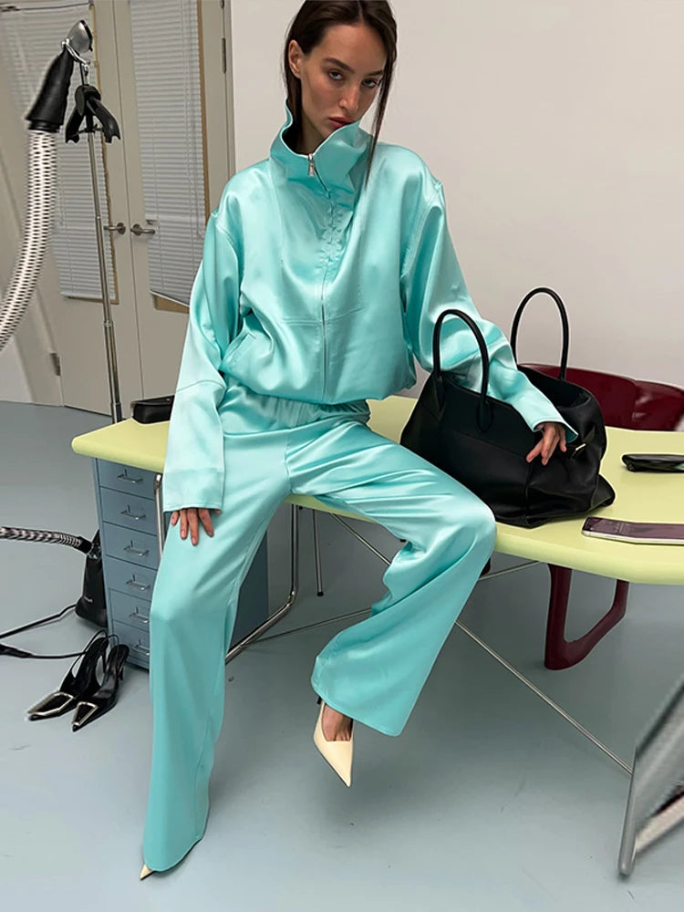 Kendall Satin Zip Co-Ord Set detail