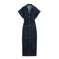 Diana Tricot Snatched Waist Denim Midi Dress
