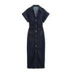 Diana Tricot Snatched Waist Denim Midi Dress