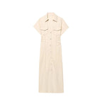 Diana Tricot Snatched Waist Denim Midi Dress