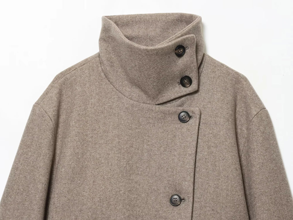 Diana Tricot Stand Collar Cropped Wool Jacket - placket detail