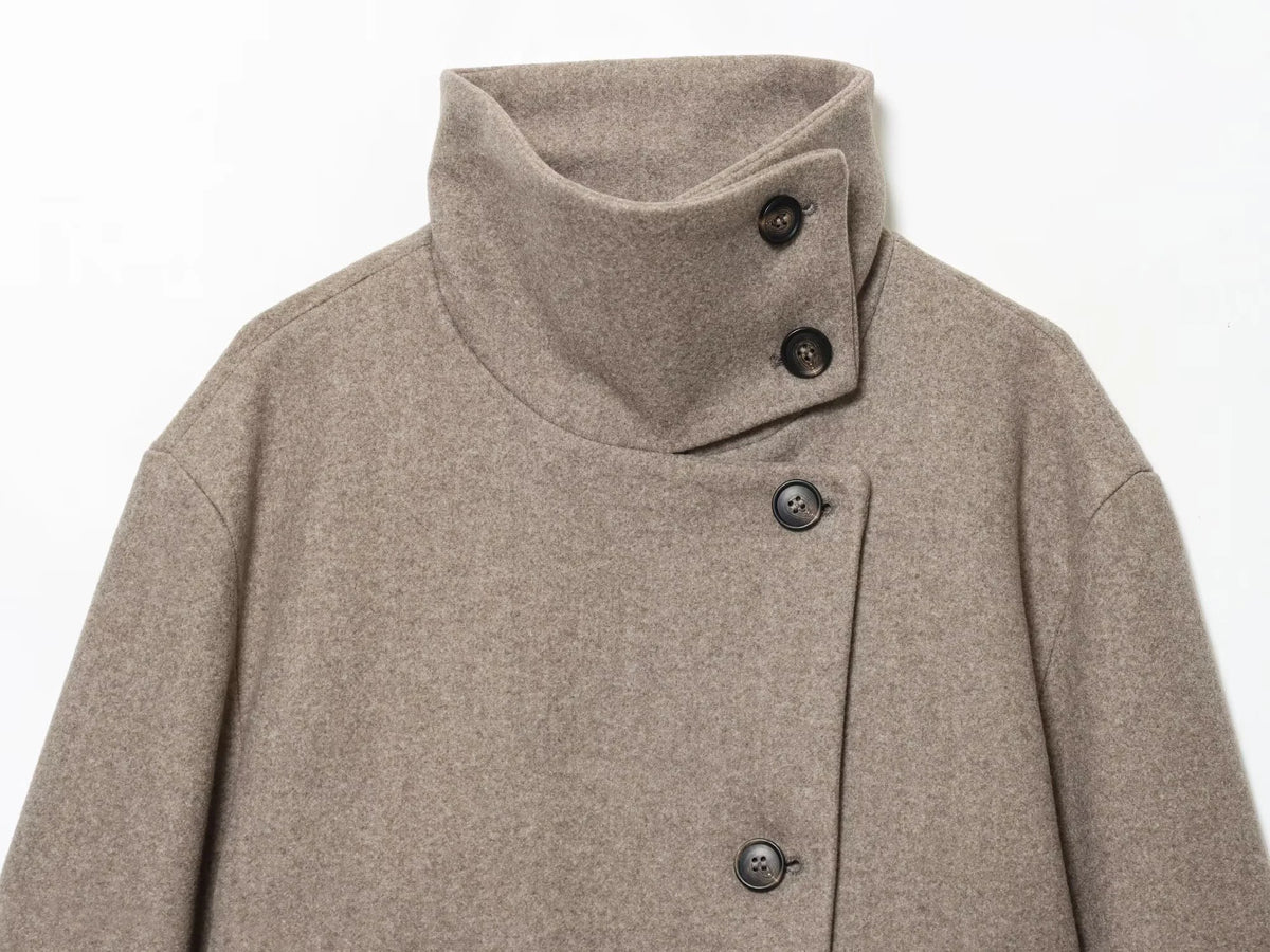 Diana Tricot Stand Collar Cropped Wool Jacket - placket detail