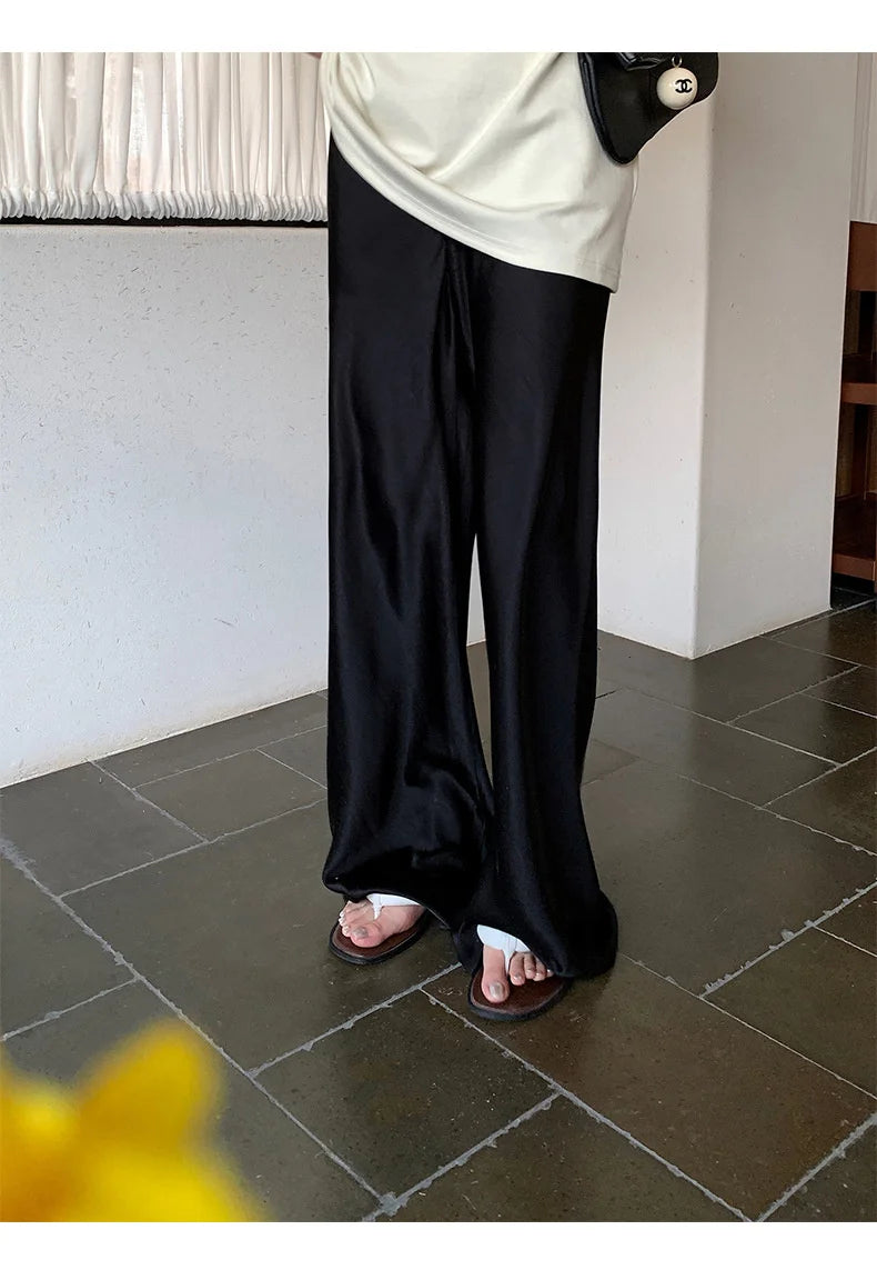 Diana Tricot Satin Wide-Leg Pants