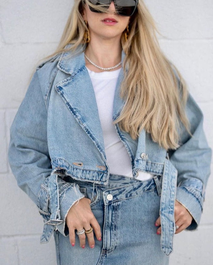 Verona Trench Jacket in Denim