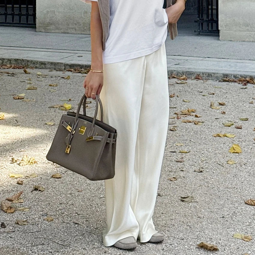 Diana Tricot Satin Wide Leg Pants