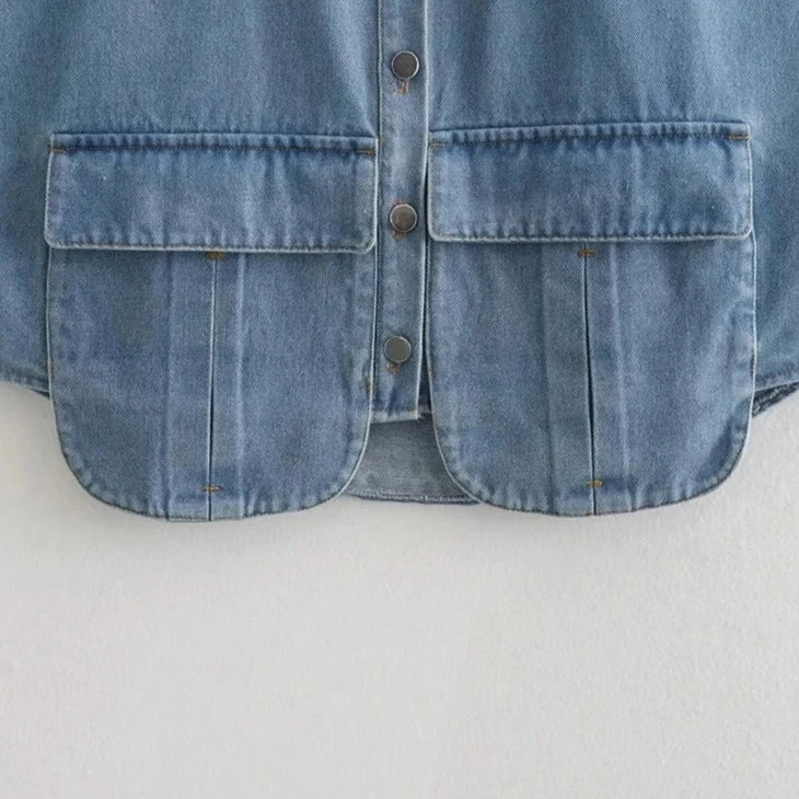 Verona Cropped Shirt with Flap Pockets