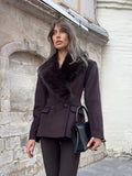 Banbury Faux Fur Collar Fitted Wool Coat - styled