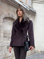 Banbury Faux Fur Collar Fitted Wool Coat - styled