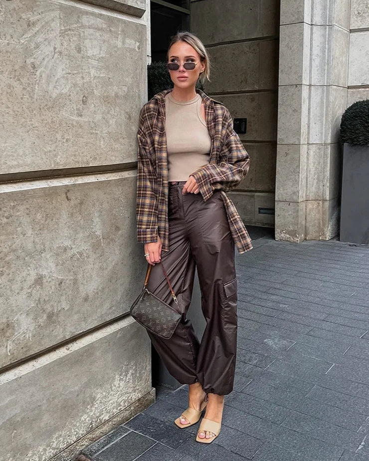 Vintage Century Oversized Plaid Brown Shirt