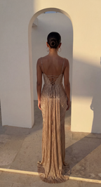 Ginevra Corset Pleated Gown detail